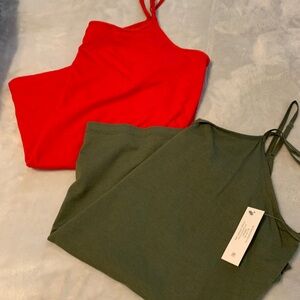 Red and Green Strappy Tank Tops soft